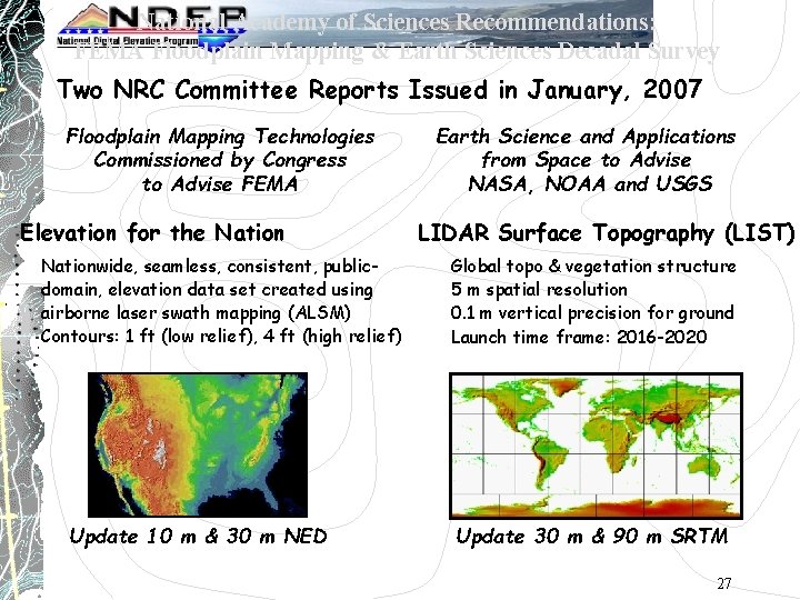 National Academy of Sciences Recommendations: FEMA Floodplain Mapping & Earth Sciences Decadal Survey Two