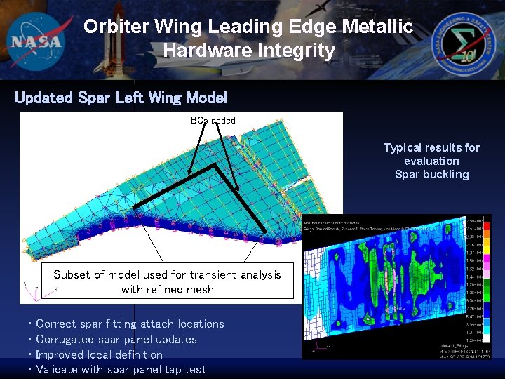 Orbiter Wing Leading Edge Metallic Hardware Integrity Updated Spar Left Wing Model BCs added