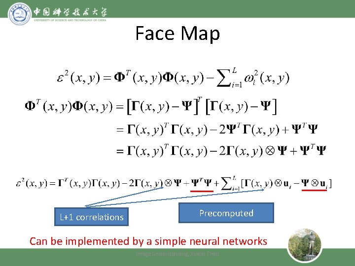 Face Map L+1 correlations Precomputed Can be implemented by a simple neural networks Image