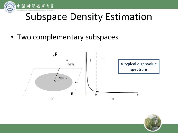 Subspace Density Estimation • Two complementary subspaces A typical eigenvalue spectrum 