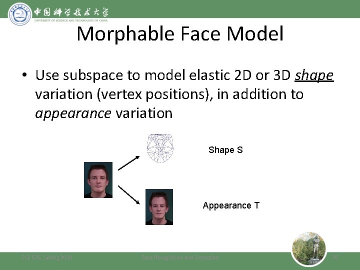 Morphable Face Model • Use subspace to model elastic 2 D or 3 D