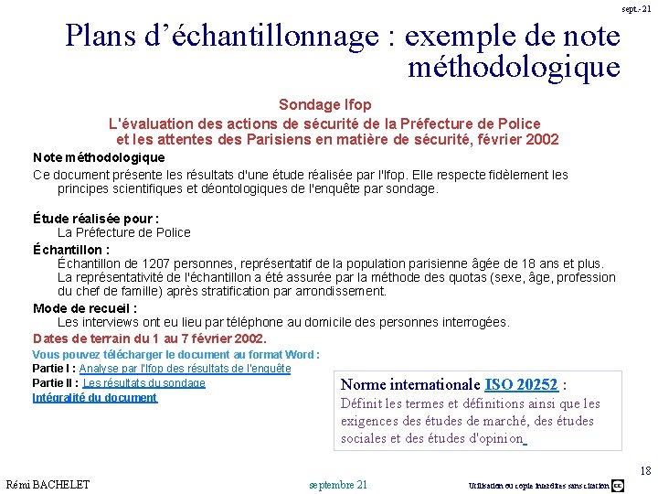 sept. -21 Plans d’échantillonnage : exemple de note méthodologique Sondage Ifop L'évaluation des actions