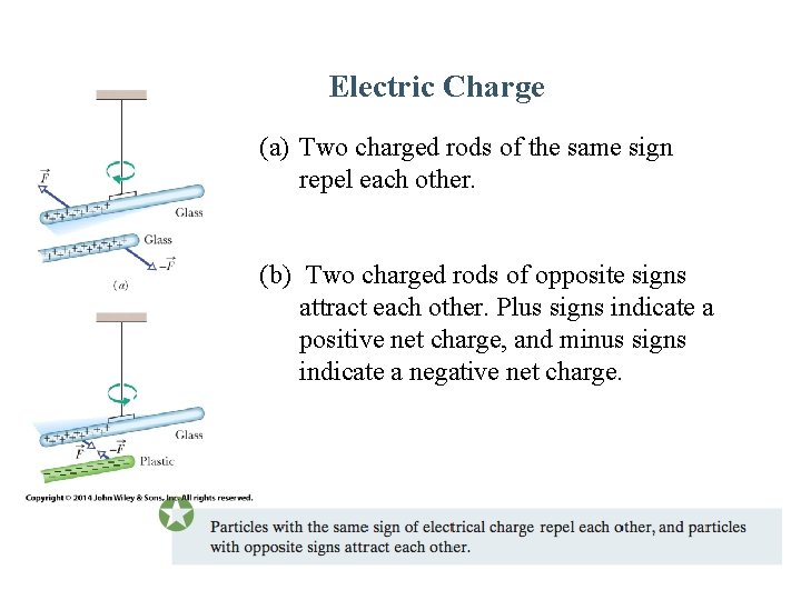 Electric Charge (a) Two charged rods of the same sign repel each other. (b)