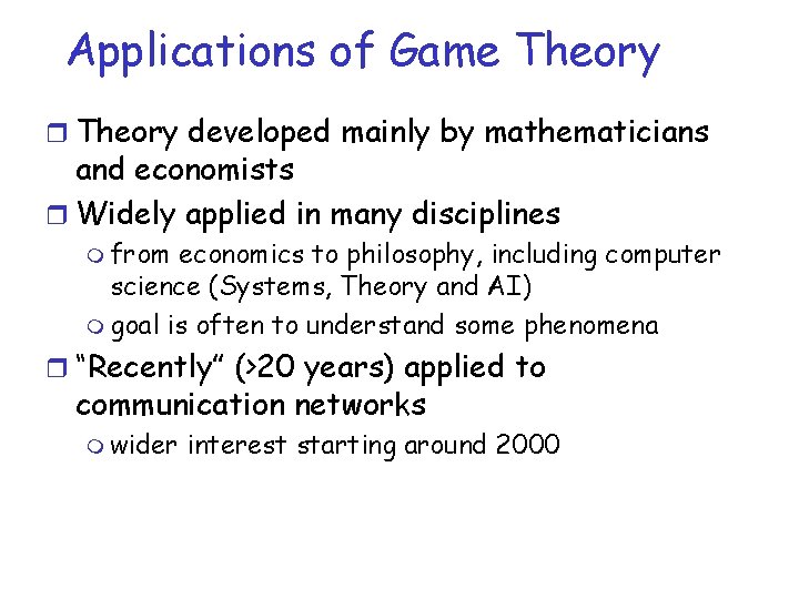 Theory R What is Game Theory About r Analysis of