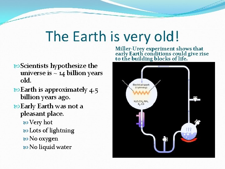 The Earth is very old! Scientists hypothesize the universe is ~ 14 billion years The Earth is very old! Scientists hypothesize the universe is ~ 14 billion years