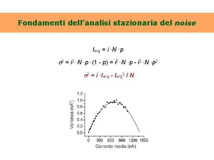 Fondamenti dell’analisi stazionaria del noise Iavg = i ·N ·p 2 = i 2