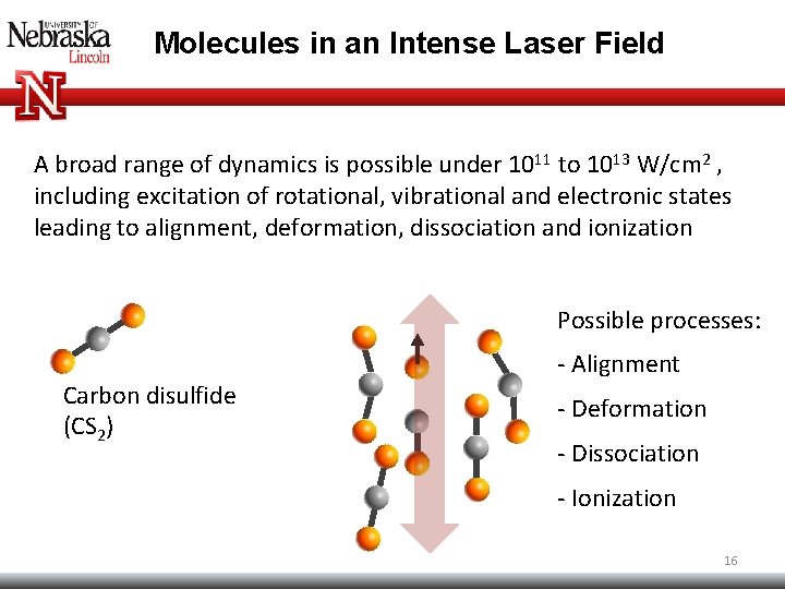 Molecules in an Intense Laser Field A broad range of dynamics is possible under Molecules in an Intense Laser Field A broad range of dynamics is possible under