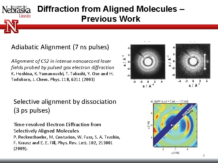 Diffraction from Aligned Molecules – Previous Work Adiabatic Alignment (7 ns pulses) Alignment of Diffraction from Aligned Molecules – Previous Work Adiabatic Alignment (7 ns pulses) Alignment of