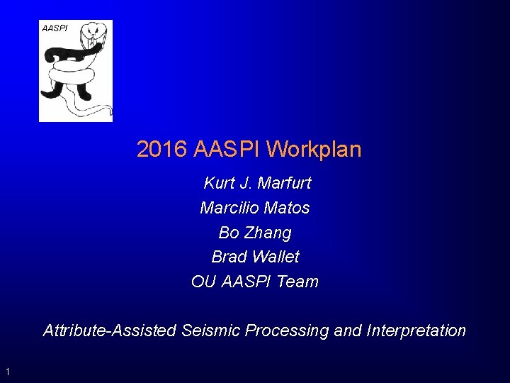 AASPI 2016 AASPI Workplan Kurt J. Marfurt Marcilio Matos Bo Zhang Brad Wallet OU