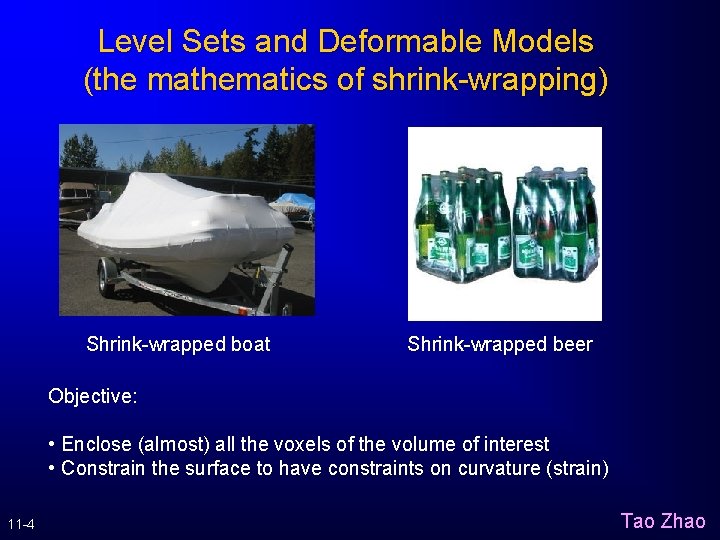 Level Sets and Deformable Models (the mathematics of shrink-wrapping) Shrink-wrapped boat Shrink-wrapped beer Objective: