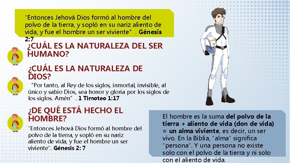 "Entonces Jehová Dios formó al hombre del polvo de la tierra, y sopló en