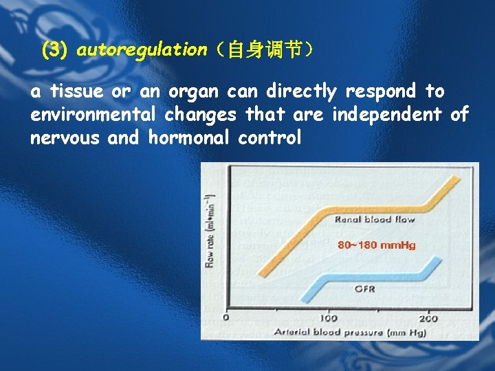 (3) autoregulation（自身调节） a tissue or an organ can directly respond to environmental changes that