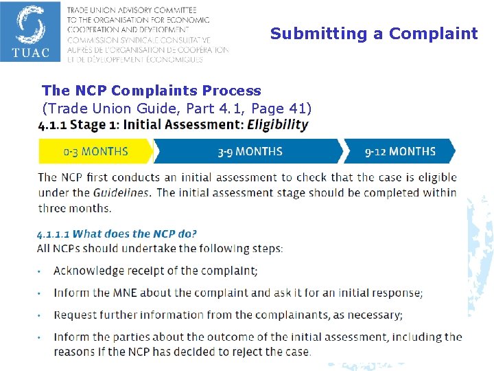 Submitting a Complaint The NCP Complaints Process (Trade Union Guide, Part 4. 1, Page
