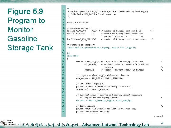 Figure 5. 9 Program to Monitor Gasoline Storage Tank 中正大學通訊 程系 潘仁義老師 Advanced Network