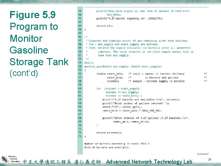 Figure 5. 9 Program to Monitor Gasoline Storage Tank (cont’d) 中正大學通訊 程系 潘仁義老師 Advanced