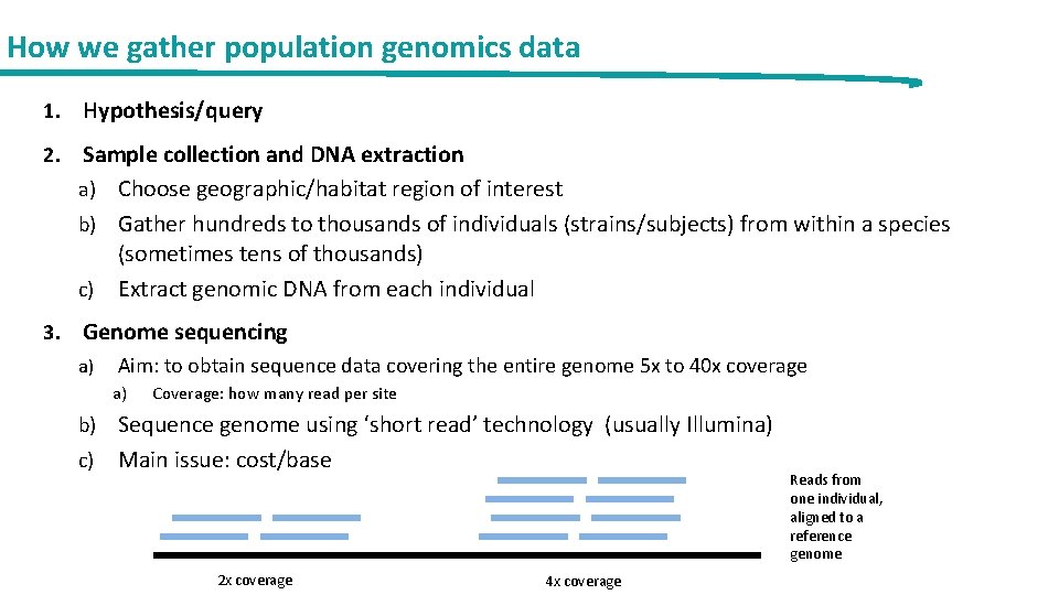 Population genomics and comparative genomics This lecture Population