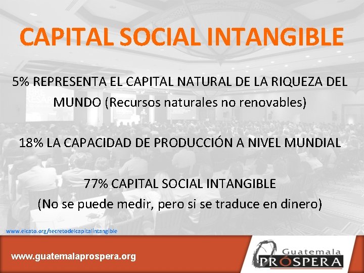CAPITAL SOCIAL INTANGIBLE 5% REPRESENTA EL CAPITAL NATURAL DE LA RIQUEZA DEL MUNDO (Recursos