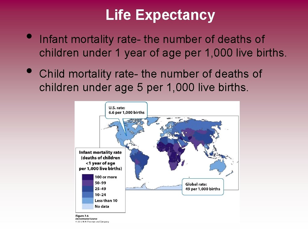 Life Expectancy • • Infant mortality rate- the number of deaths of children under