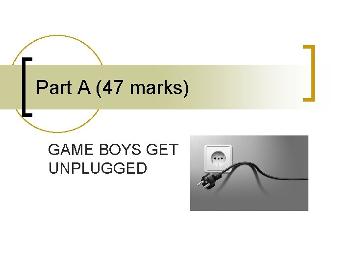 Part A (47 marks) GAME BOYS GET UNPLUGGED 