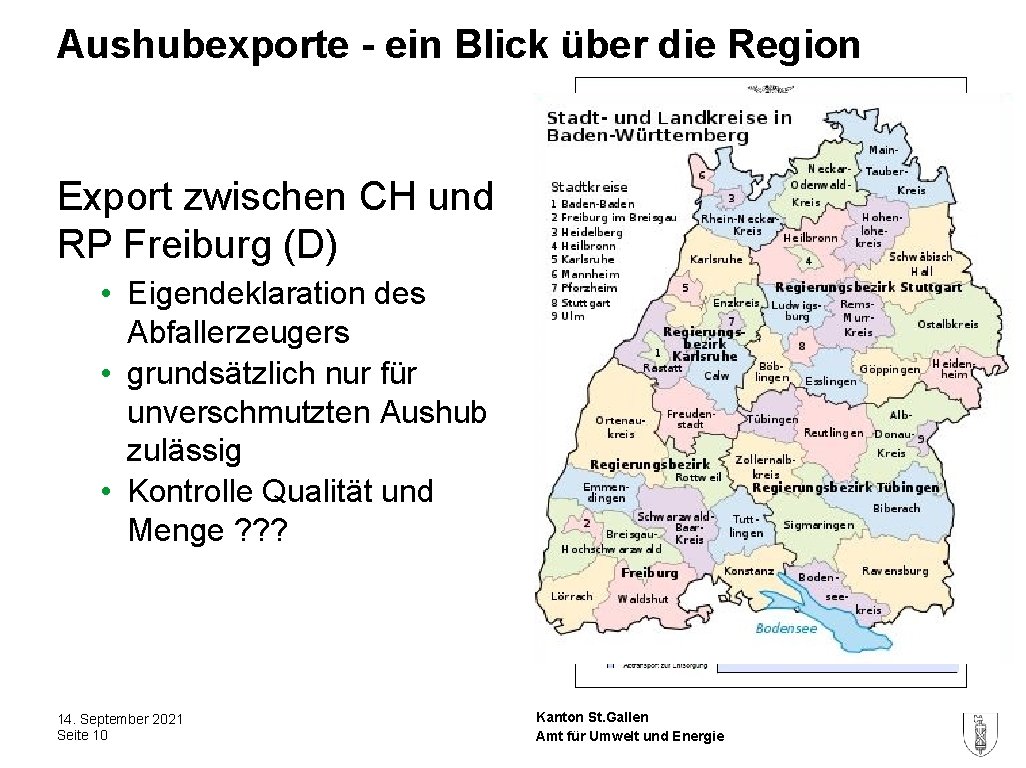 Aushubexporte - ein Blick über die Region Export zwischen CH und RP Freiburg (D)