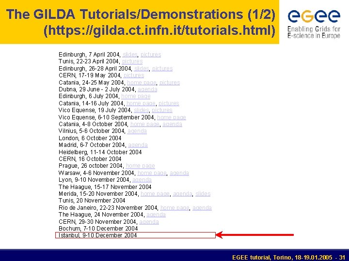 The GILDA Tutorials/Demonstrations (1/2) (https: //gilda. ct. infn. it/tutorials. html) Edinburgh, 7 April 2004,