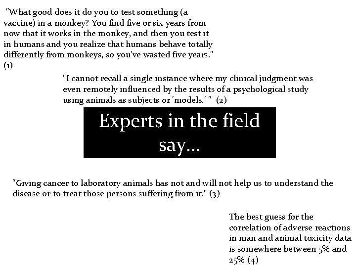 "What good does it do you to test something (a vaccine) in a monkey?