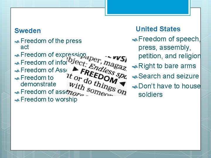 Sweden Freedom of the press act Freedom of expression Freedom of information Freedom of