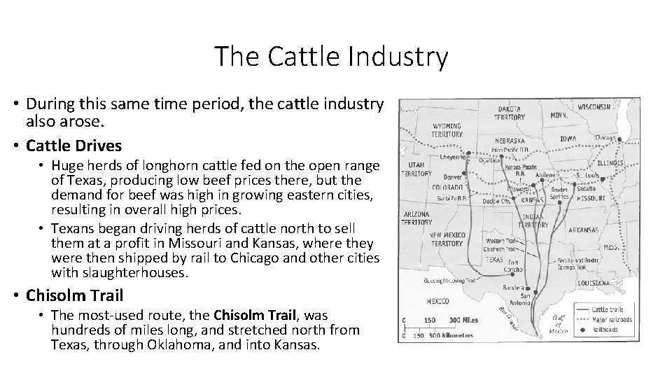 The Cattle Industry • During this same time period, the cattle industry also arose.