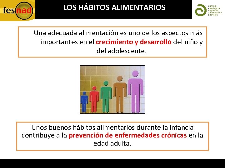 LOS HÁBITOS ALIMENTARIOS Una adecuada alimentación es uno de los aspectos más importantes en