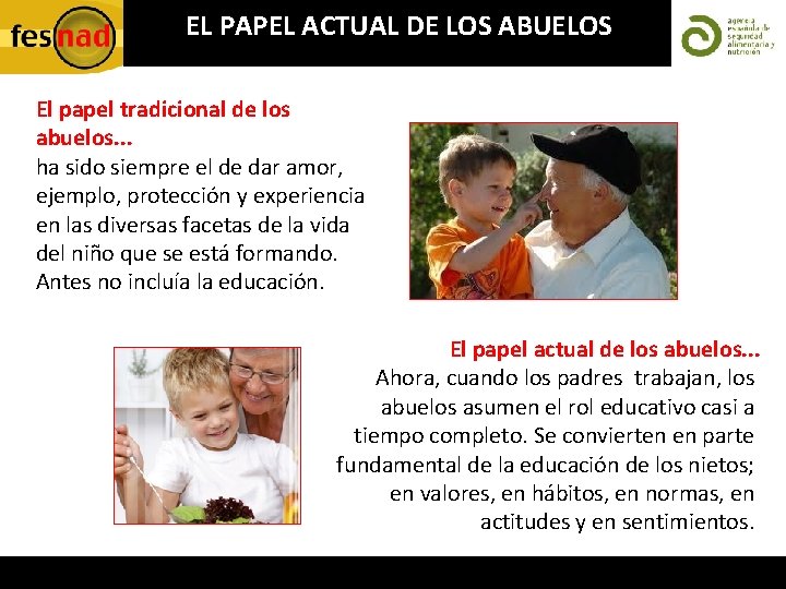 EL PAPEL ACTUAL DE LOS ABUELOS El papel tradicional de los abuelos. . .