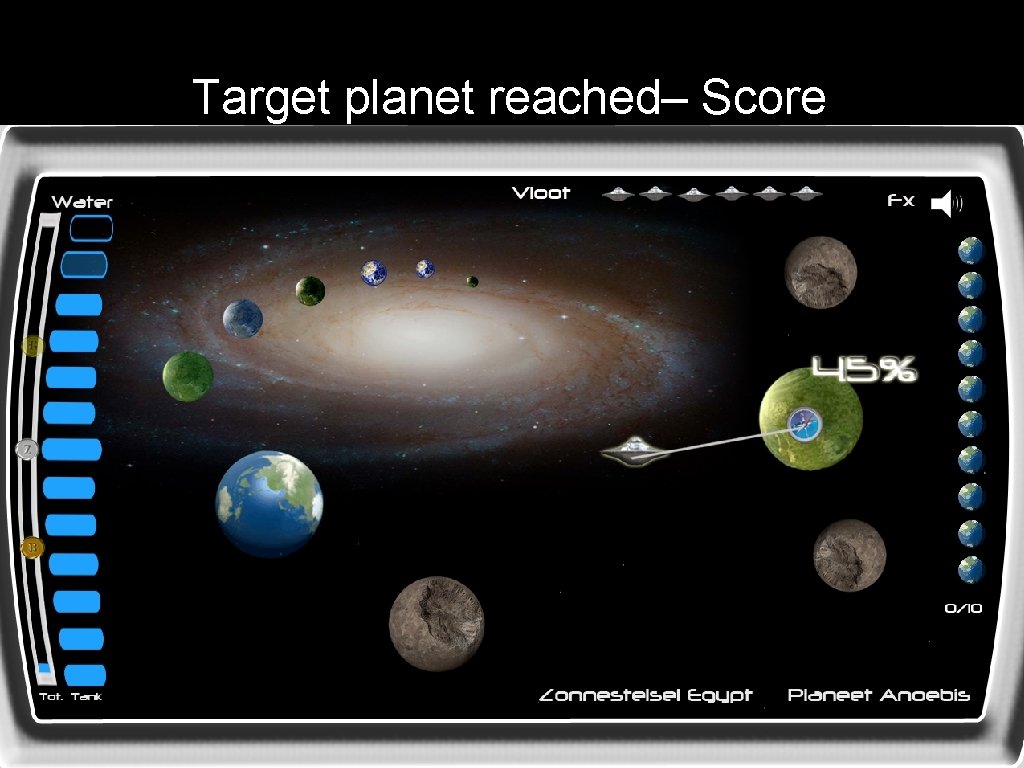 Target planet reached– Score 