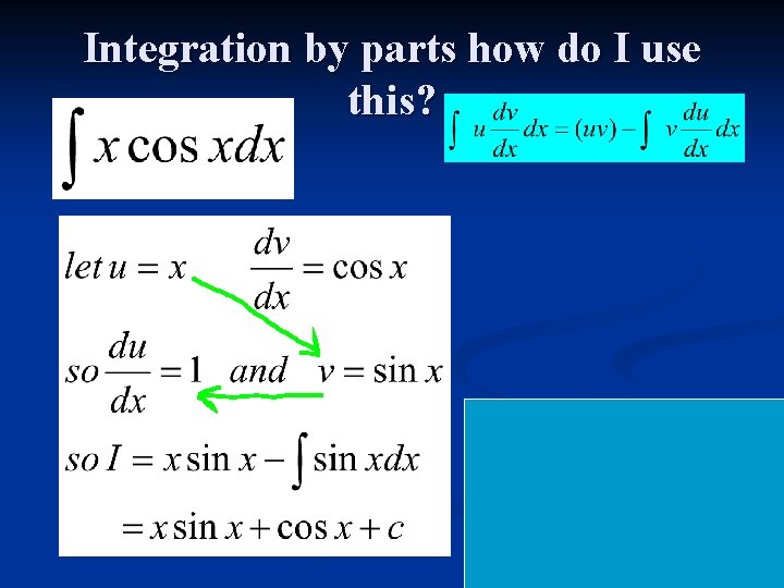Integration by parts how do I use this? 