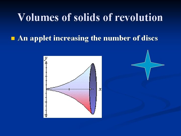 Volumes of solids of revolution n An applet increasing the number of discs 
