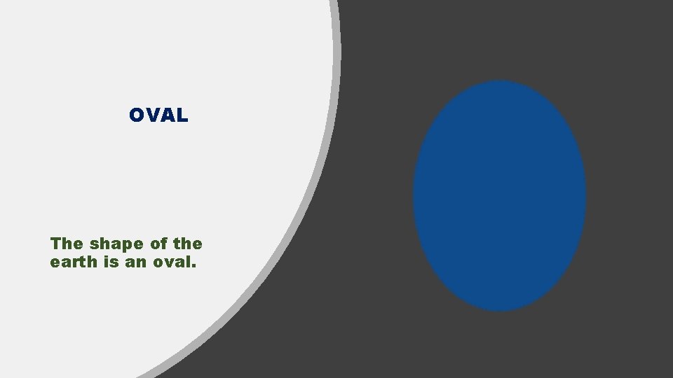 OVAL The shape of the earth is an oval. 