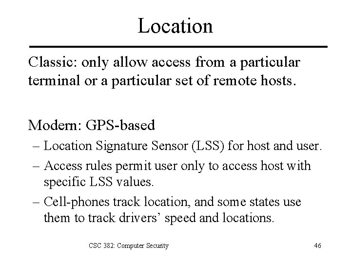 Location Classic: only allow access from a particular terminal or a particular set of