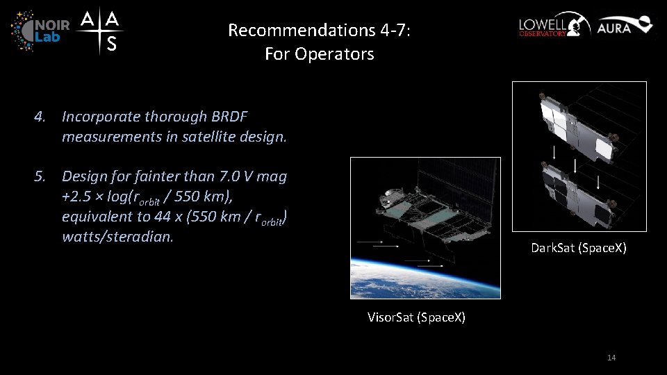 Recommendations 4 -7: For Operators 4. Incorporate thorough BRDF measurements in satellite design. 5.