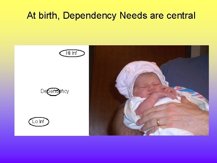 At birth, Dependency Needs are central 