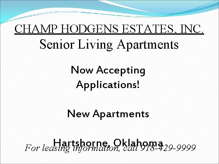 CHAMP HODGENS ESTATES INC Senior Living Apartments Now