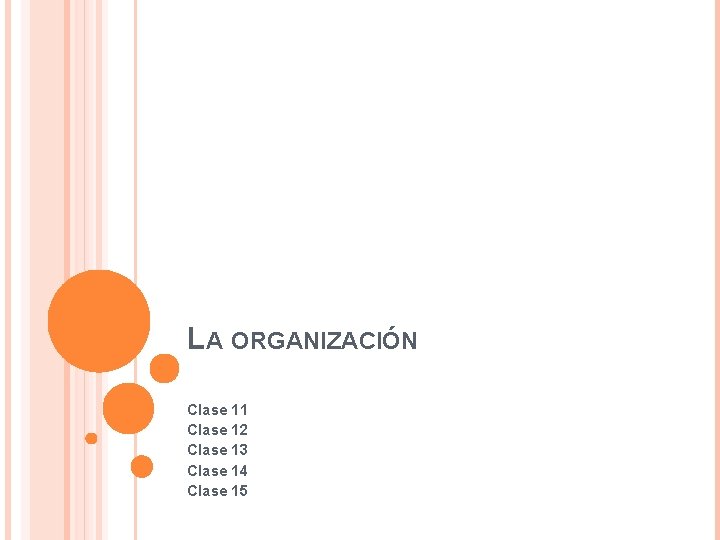 LA ORGANIZACIÓN Clase 11 Clase 12 Clase 13 Clase 14 Clase 15 