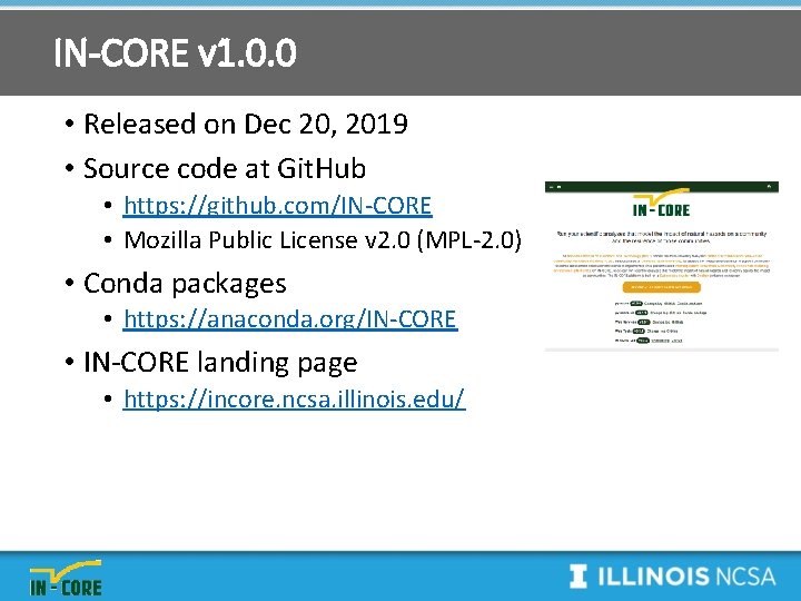 IN-CORE v 1. 0. 0 • Released on Dec 20, 2019 • Source code