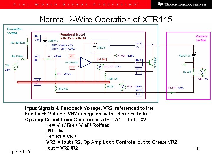 Normal 2 -Wire Operation of XTR 115 Input Signals & Feedback Voltage, VR 2,