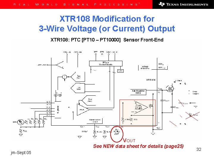 XTR 108 Modification for 3 -Wire Voltage (or Current) Output XTR 108: PTC [PT