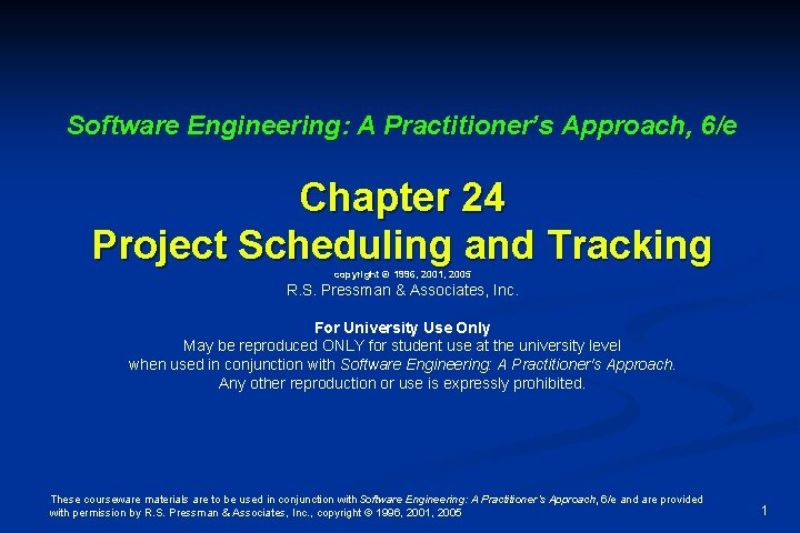 Software Engineering A Practitioners Approach 6e Chapter 24