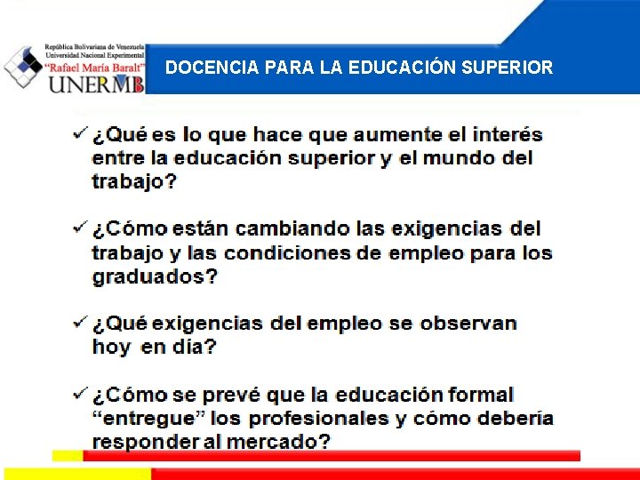 DOCENCIA PARA LA EDUCACIÓN SUPERIOR 