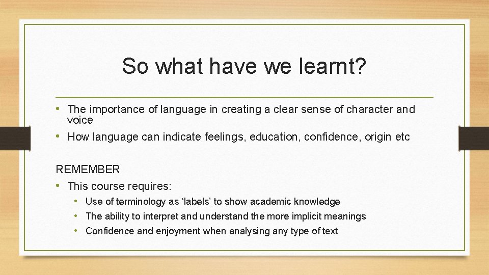 A Level English Language and Literature Creating a