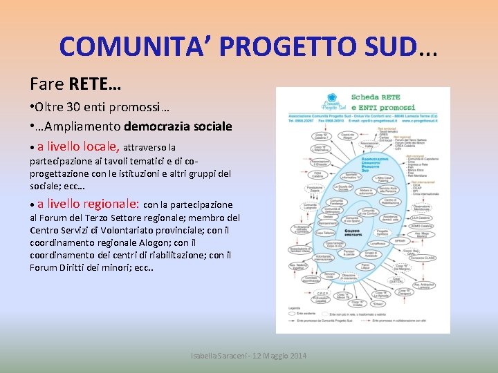 COMUNITA’ PROGETTO SUD… Fare RETE… • Oltre 30 enti promossi… • …Ampliamento democrazia sociale