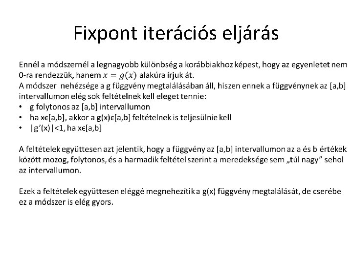 Fixpont iterációs eljárás 