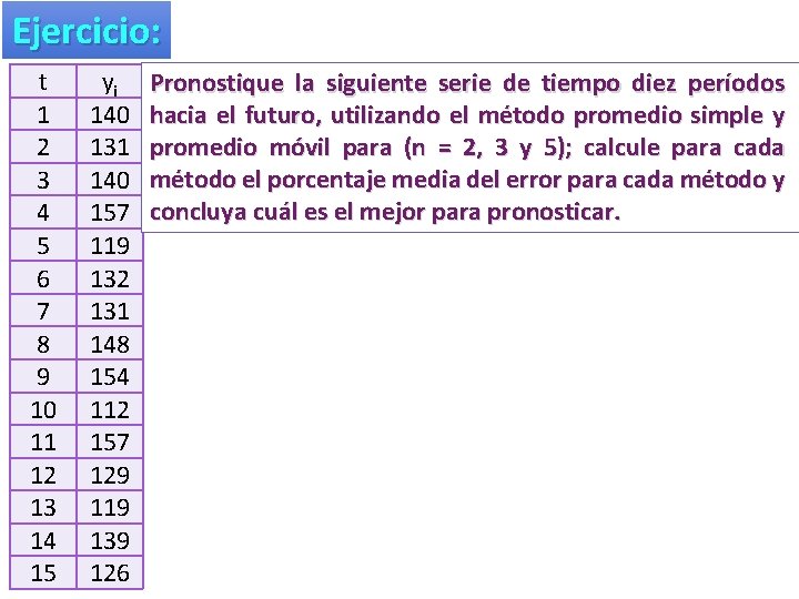 Ejercicio: t 1 2 3 4 5 6 7 8 9 10 11 12