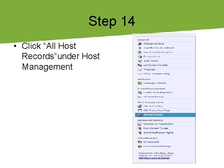 Step 14 • Click “All Host Records”under Host Management 