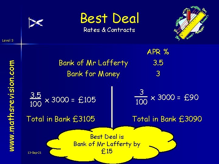 Best Deal Rates & Contracts www. mathsrevision. com Level 3 APR % 3. 5